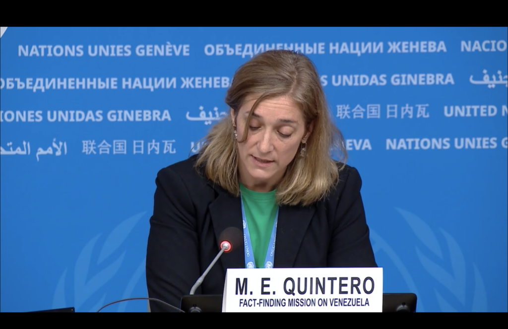 Declaraciones de María Eloísa Quintero, experta de la Fact-Finding Mission. Prensa ONU
